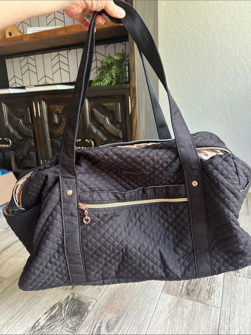BAGSMART Quilted Diaper Bag / Mom Tote – Black